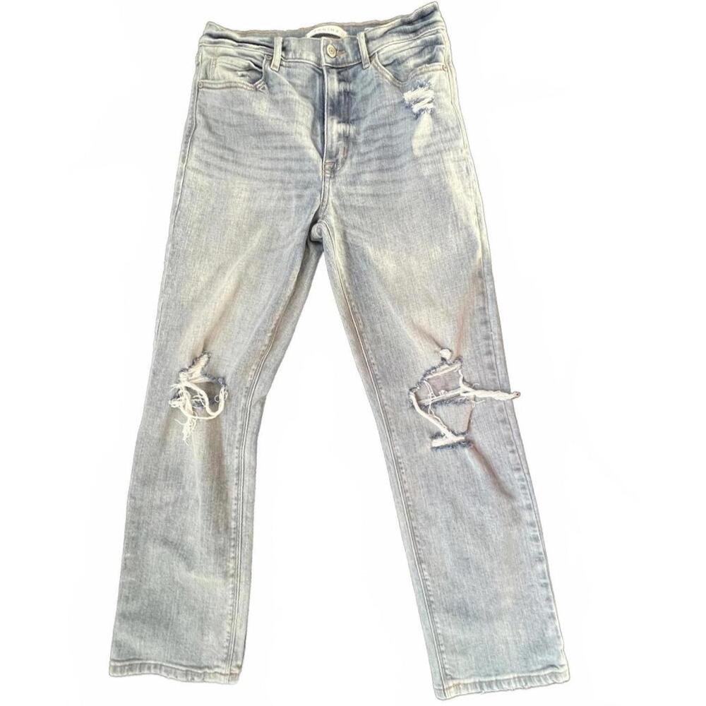 Eunina Olsen Jeans Light Wash Distressed Super High Rise Straight Leg 7/28w